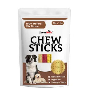 Zoom Bark Dog Munchy Chew Sticks Mix Flavour (Mutton Chicken Natural) for dogs 1 Kg