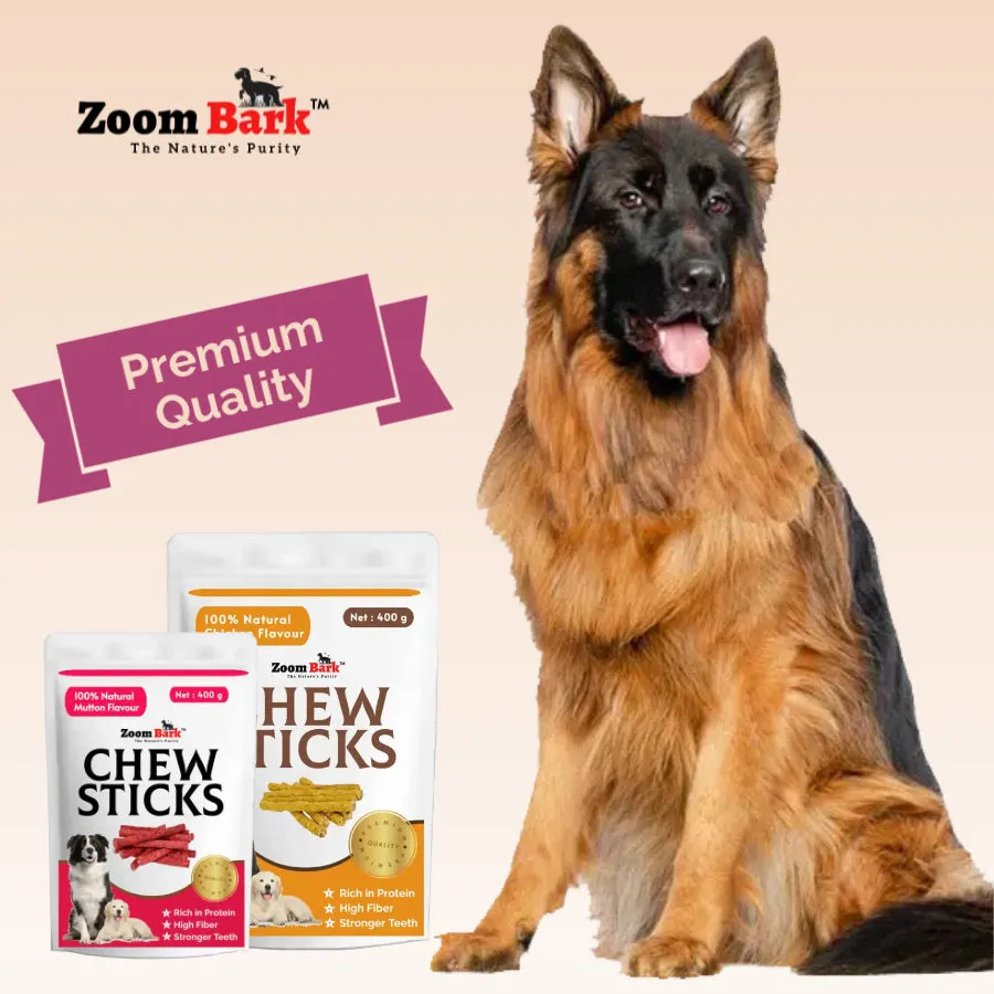 Zoom Bark Dog Munchy Chew Sticks Mix Flavour (Mutton Chicken Natural) for dogs 1 Kg